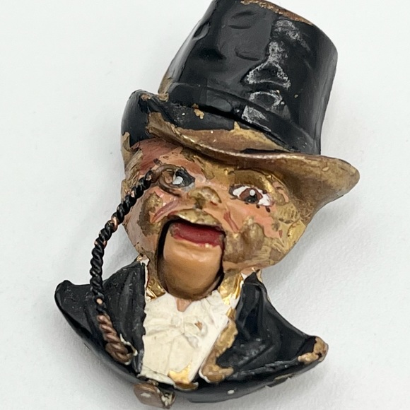 Antique Edgar Bergen Charlie McCarthy Enamel Fur Clip - Picture 3 of 7